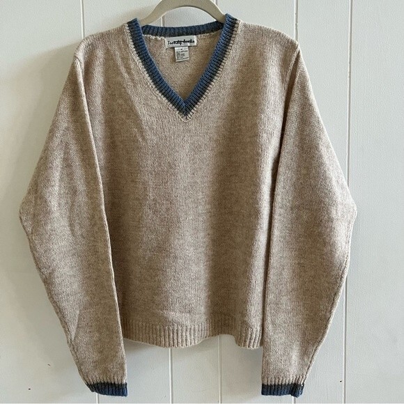 Shetland Wool V-neck Sweater - Picture 1 of 8